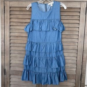 Super cute Michael Kors ruffle Chambray blue dress